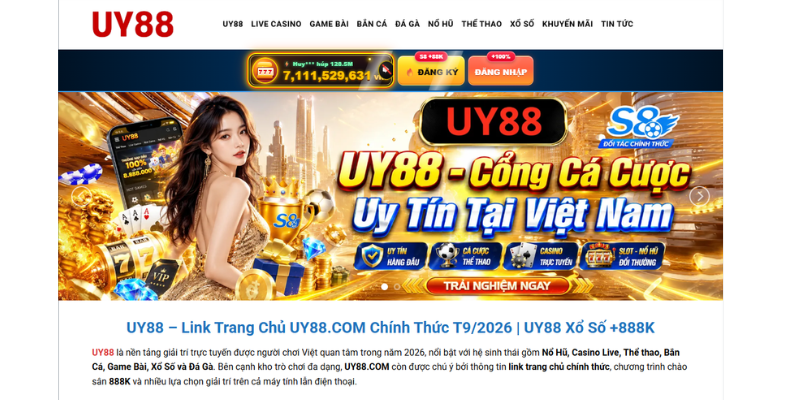 Truy cập link trang chủ UY88 tại https://k8fifa.com